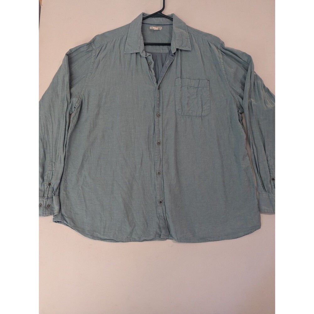 Carbon 2 Cobalt Button Up Shirt Mens XL White Cotton Blue Blend Long Sleeve